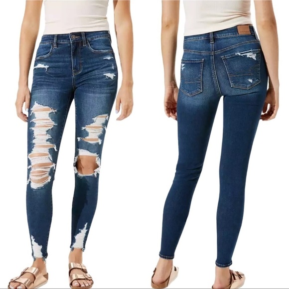 (NWT) American Eagle Women’s Ripped High-Waisted Jegging - Picture 1 of 13